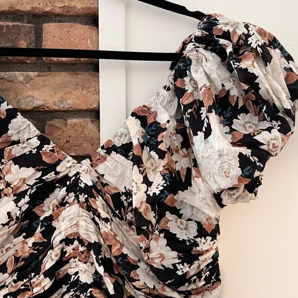 Abercrombie & Fitch Drama Puff Sleeve Ruched Mini Dress XL - Picture 3 of 9